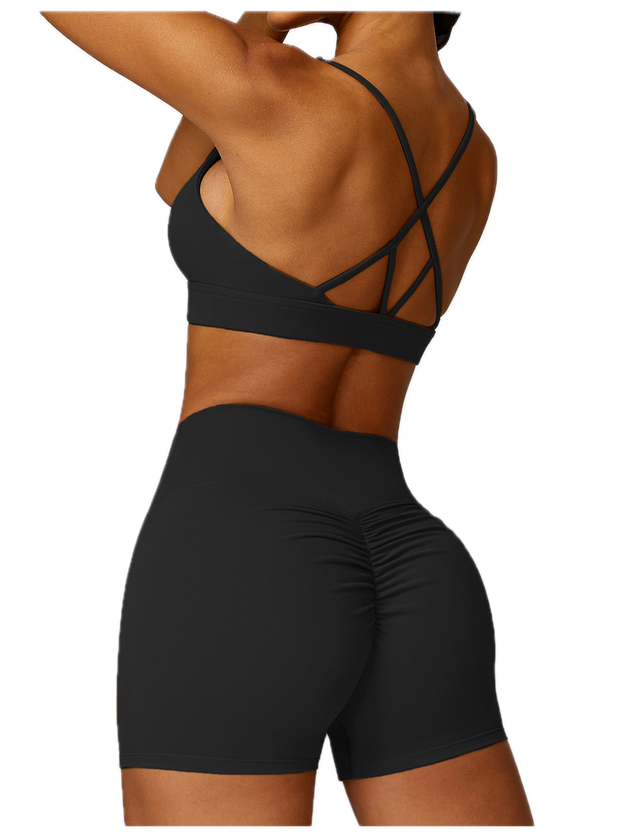Black Cross-Back Yoga Set