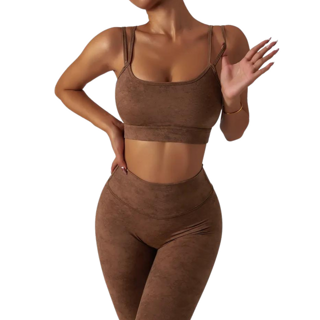 Women's Double-Strapped Sports Bra and Leggings