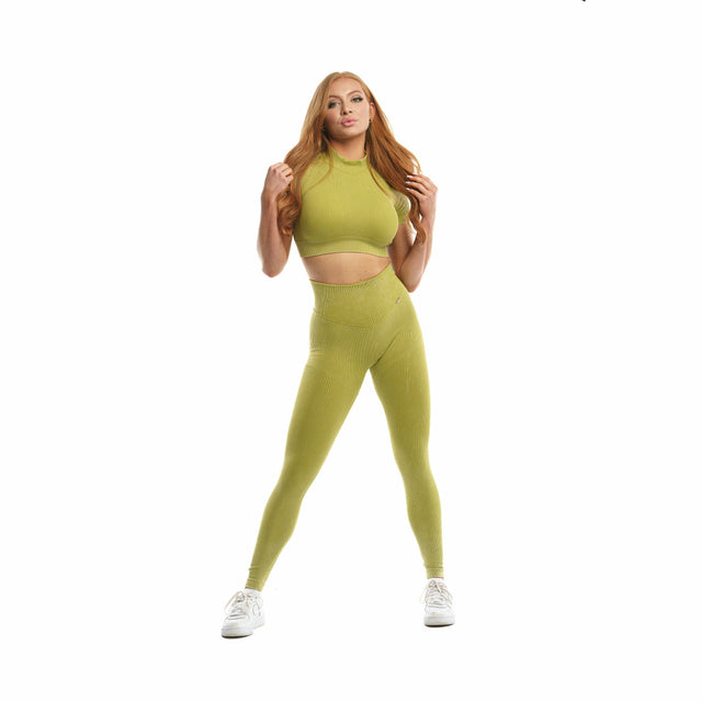 Talent High Neck Crop Top in Olive