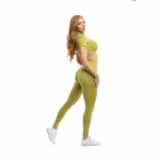 Talent High Neck Crop Top in Olive