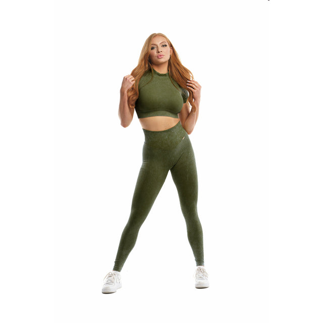 Talent High Neck Crop Top in Olive