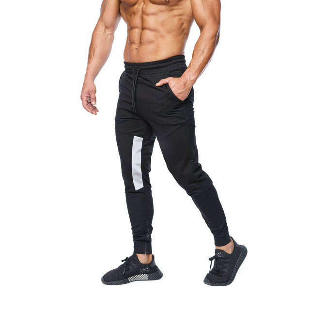 Statement White-Striped Joggers in Black