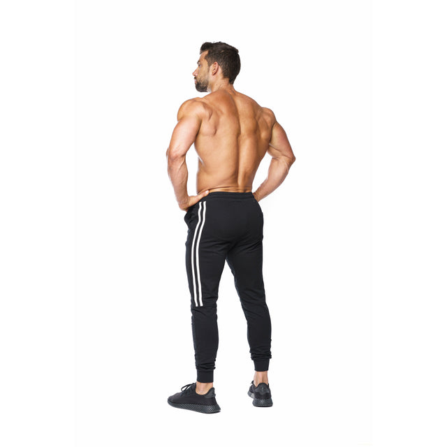 Statement Double-Striped Joggers in Black