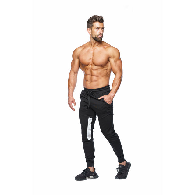 Statement White-Striped Joggers in Black