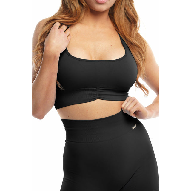 Resilient Ruched Sports Bra in Black