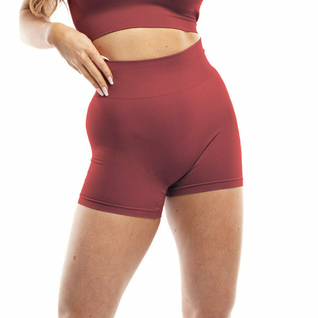 Performance High-Waisted Seamless Shorts in Tan