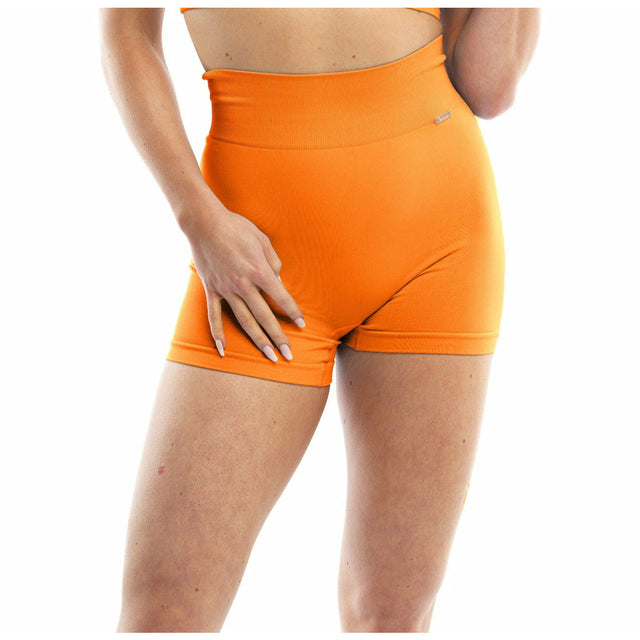 Resilient Curved Waist Seamless Mini Shorts in Orange