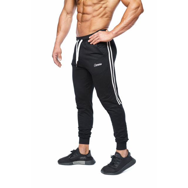Statement Double-Striped Joggers in Black